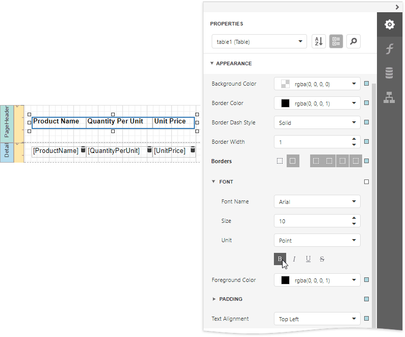 TableReportsTextAlignmentsandBorders