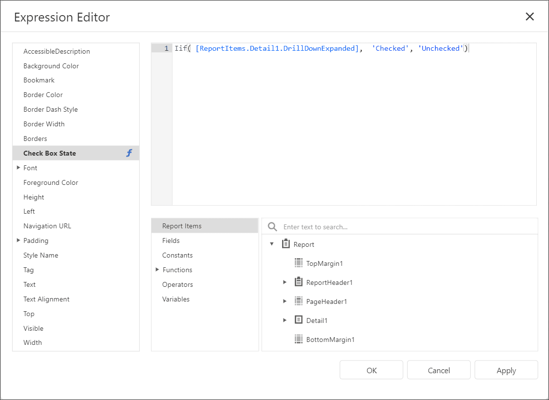 HierarchicalReportsExpressionEditor