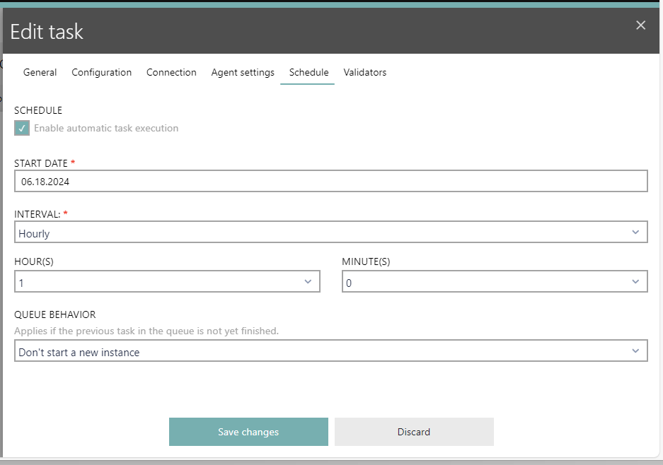 RayVentory DataHub task schedule